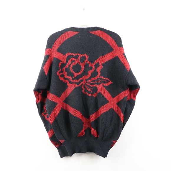 Vintage 90s Streetwear Abstract Knit Rose Sweater - Picture 6 of 8